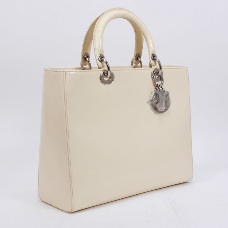 Christian Dior Enamel White Handbag Silver