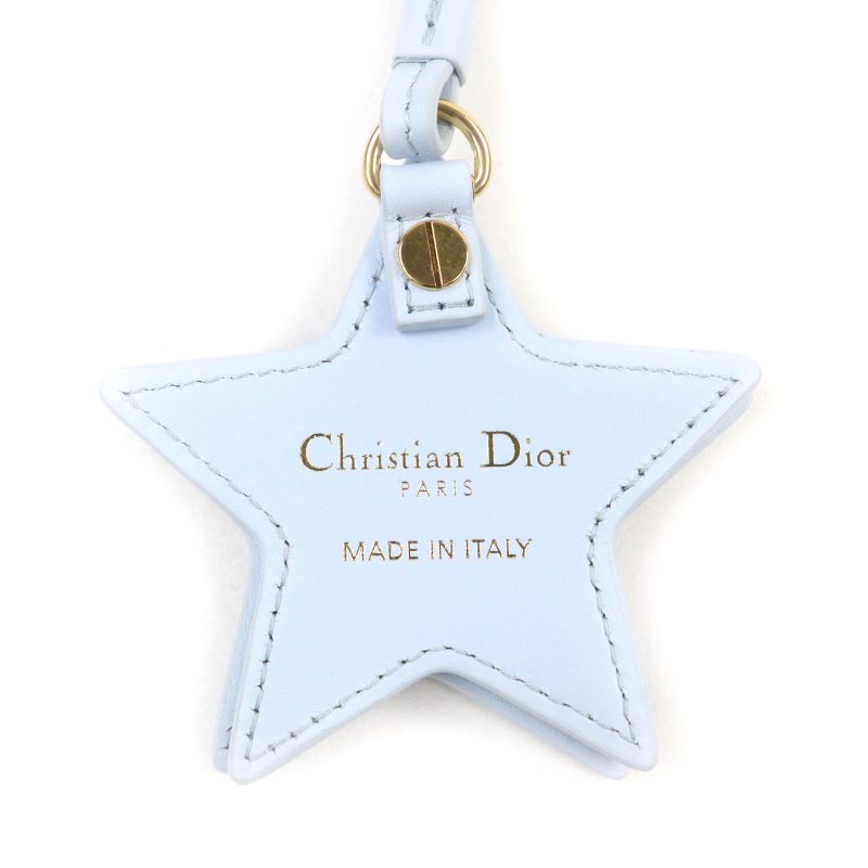 Christian DIOR 25SS V1577womlm Logo Leather Bag Charm With Star Mirror Light