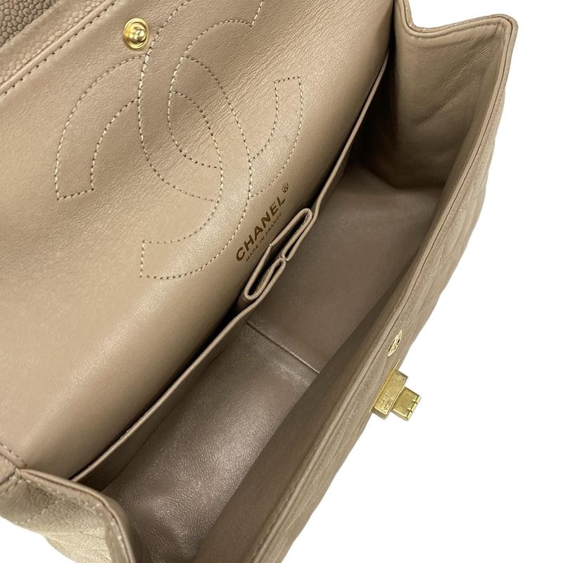 Chanel Shoulder Bag Matelasse /255 Beige Double Flap / Gold Hardware / Mademoise