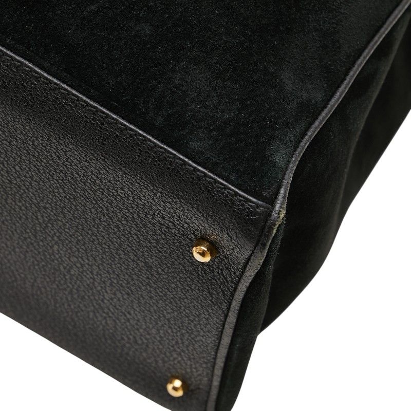 Gucci Bamboo Tote Shoulder Bag 2WAY 002285503220 Black Suede Leather Ladies