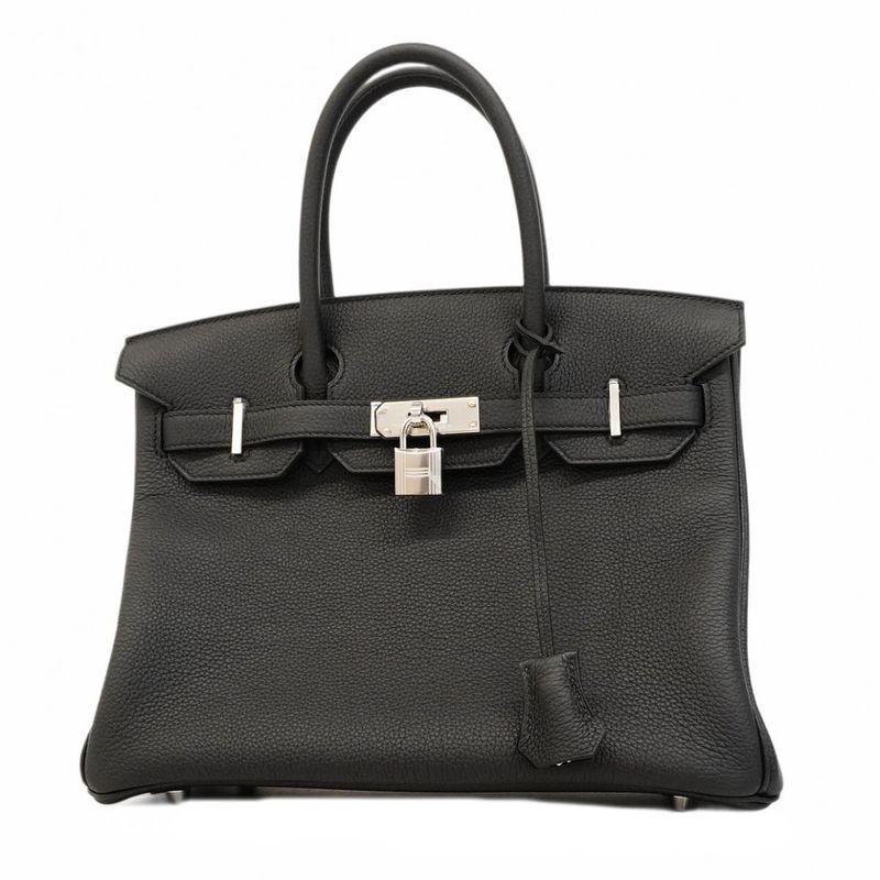 5mc1012-1-h-g]hermes Handbag Birkin 30 Togo Black Silver Hardware Engraved K