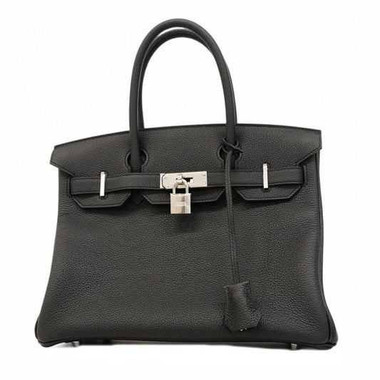 5mc1012-1-h-g]hermes Handbag Birkin 30 Togo Black Silver Hardware Engraved K
