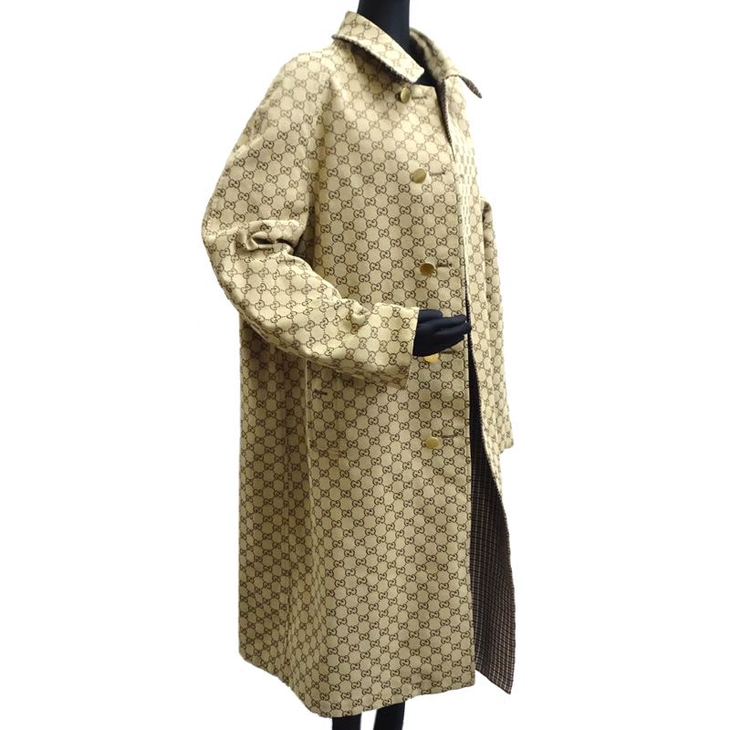 Gucci Pea 48 GG Reversible Size Beige Coat