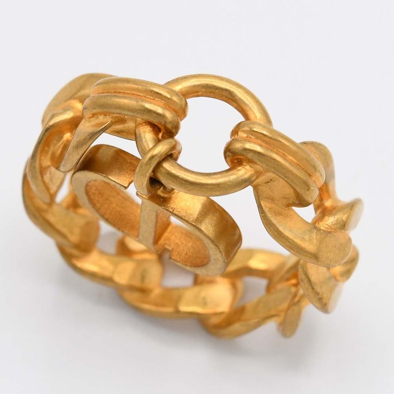 Christian DIOR Ring CD Logo L Approx 13.5 Gold Color Accessories Women H12921