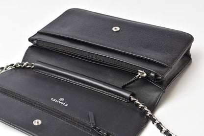 Chanel Chain Wallet Shoulder Bag Long Wallet Caviar Skin Black