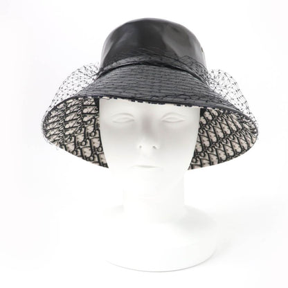 Christian DIOR 95tdd924g135 Oblique Bucket Hat With Veil Tulle Black 59 Made In