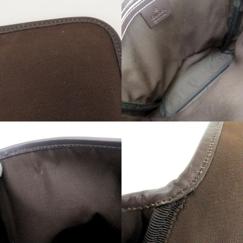 Gucci Shoulder Bag 223666 GG Supreme Canvas Leather Beige Dark Brown Crossbody