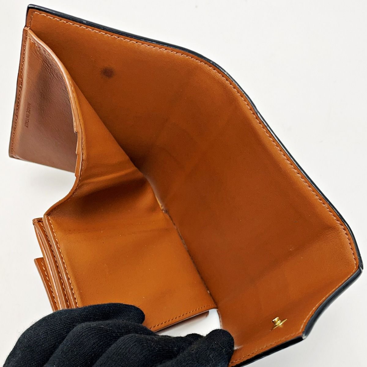 Celine Triomphe Brown Trifold Wallet Women's Gold Hardware