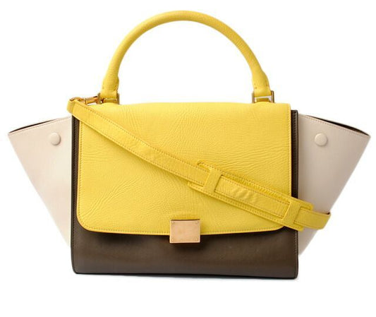 Celine Handbag Shoulder Bag Celine Small Trapeze 174683 Yellow Brown Beige 2