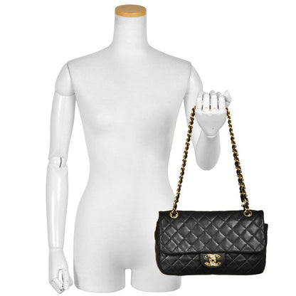 Chanel Matelasse W Chain One Shoulder Bag Lambskin Black Bijoux Coco Mark