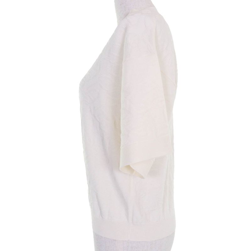 Hermes 24SS 4e2649dc Nausa Silk Cotton Chaine D'ancre Short Sleeve Knit Ivory