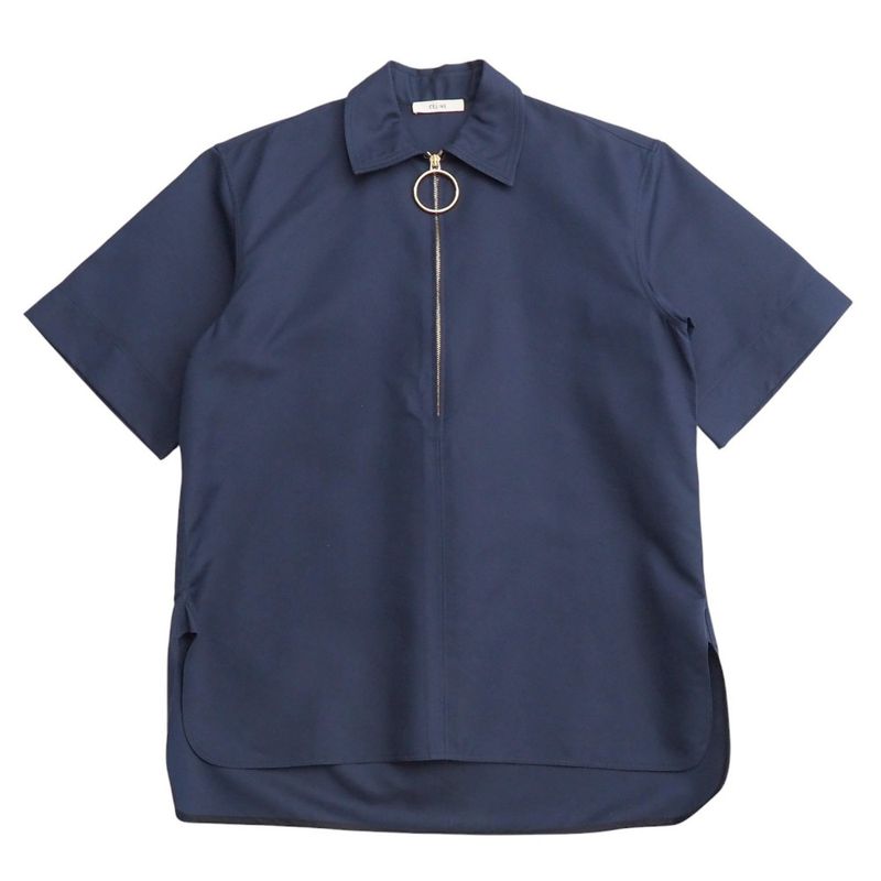 Celine Short Sleeve Shirt Size 38 Phoebe Period Ring Zip Half Zip Pullover