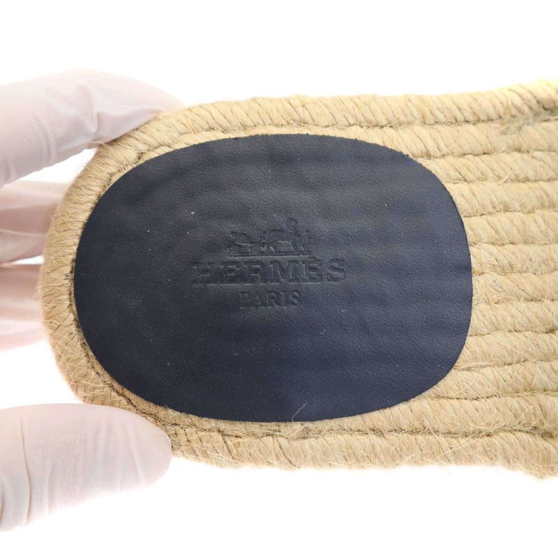 Hermes Antigua Sandals Antigua Espadrille Calf Sole Sandals Navy 40