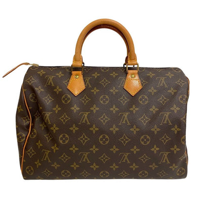 Louis Vuitton Bitton M41524 Speedy 35 Monogram Leather Boston Bag Brown Unisex