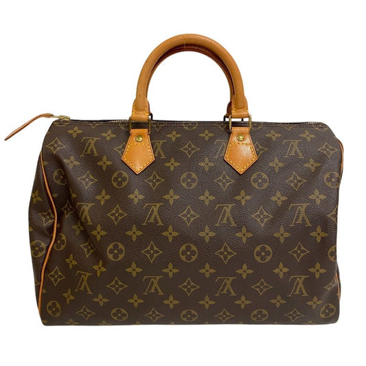 Louis Vuitton Bitton M41524 Speedy 35 Monogram Leather Boston Bag Brown Unisex