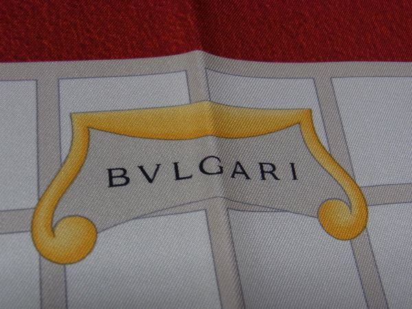 Bvlgari 100% Silk Scarf Stole Shawl Women Red And Ivory Be8330