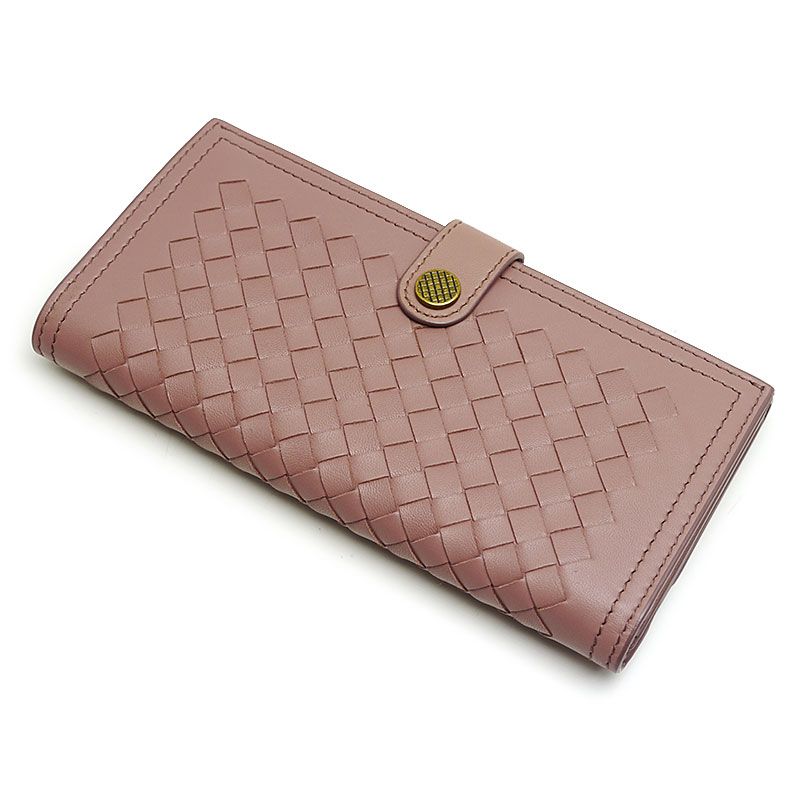 Bottega Veneta Long Wallet Intrecciato Light Brown Butterfly