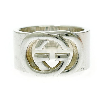 Gucci Silver Interlocking G Wide Ring 10.0g 925 Engraved 365503 Ring