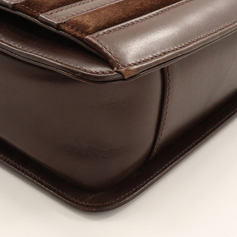 Gucci Old Gucci 001.109.1314 Calf And Suede Brown Women Shoulder Bag