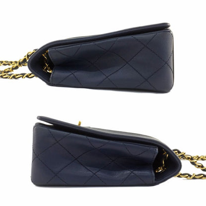 Chanel Matelasse Mademoiselle Chain Shoulder Bag Navy Gold Hardware
