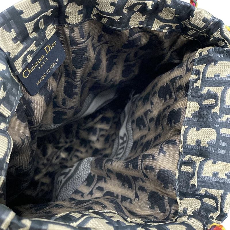 Dior/christian Dior Tote Bag - Pink X Navy X Multi Dior Oblique Embroidery/mesh