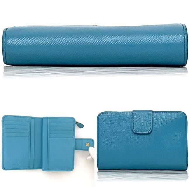 Prada Bifold Wallet Light Blue Saffiano