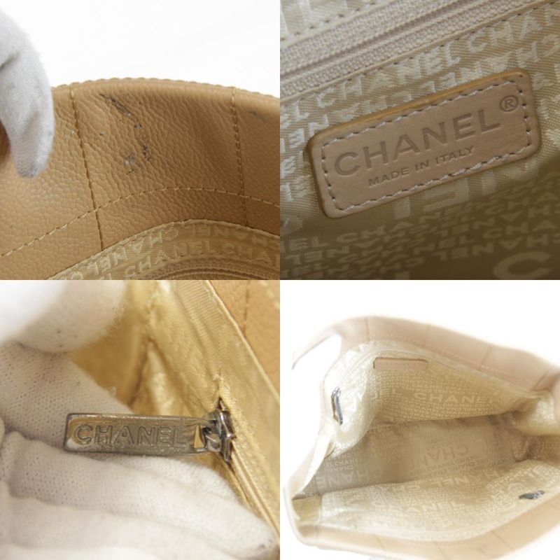 Chanel Caviar Skin Choco Bar Tote Bag Leather Women's Coco Mark High