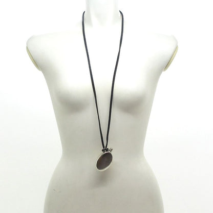 Hermes Necklace - Leather Silver And Black Perfume Bottle
