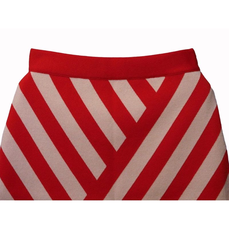 Gucci Striped Skirt Bottoms Women's Wool Red Ivory #xs Italy