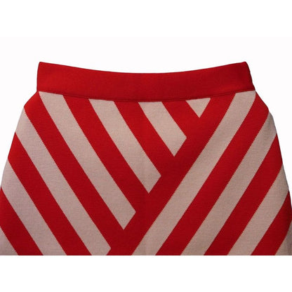 Gucci Striped Skirt Bottoms Women's Wool Red Ivory #xs Italy