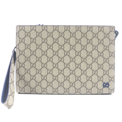 Gucci 768255 GG Supreme Logo Hardware Bicolor Leather Use Small Pouch Clutch
