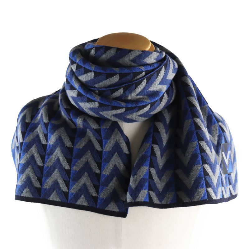 Louis Vuitton M70301 Echarpe V Obsession Stole Scarf With Logo Tag Gray Blue