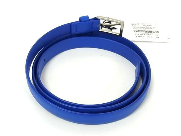 Bottega Veneta Leather Silver Hardware Belt Ladies Blue Fh7552