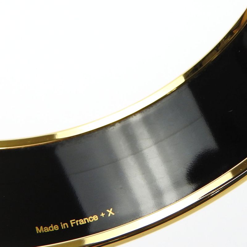 Hermes Bangle Emile GM Metal Cloisonne Light Blue Gold Hardware Logo Accessories
