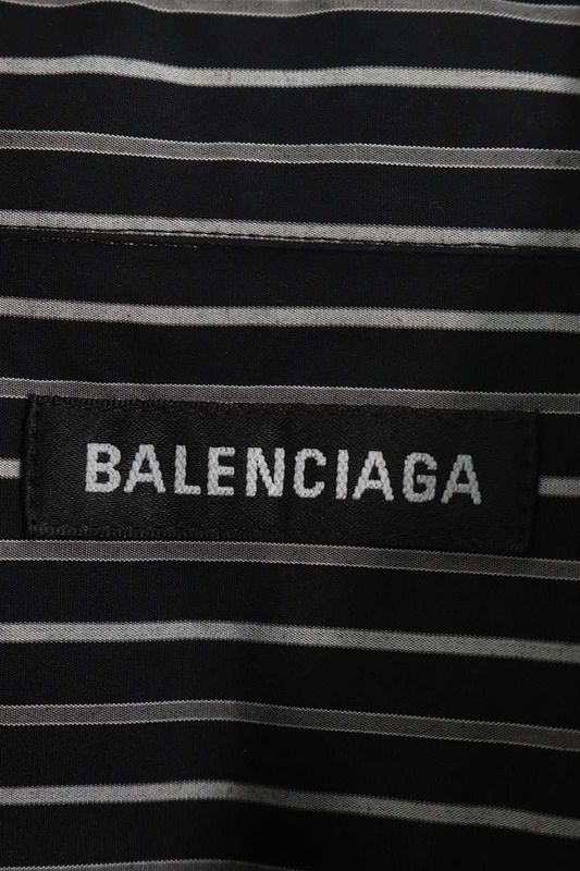 Balenciaga 642133 Tjm19 Oversized Striped Cotton Long Sleeve Shirt Men's 37