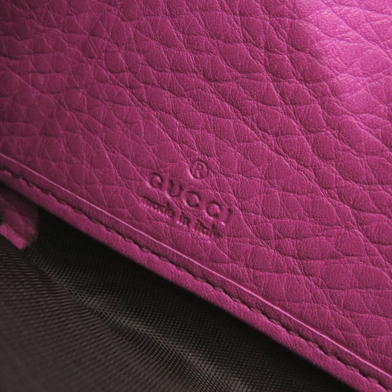 Gucci Bamboo 307984 Leather Magenta Round Zipper Long Wallet 1329 Gucci