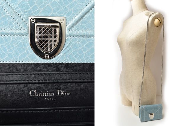 Christian Dior Chain Pouch Chain Mini Wallet Patent Leather