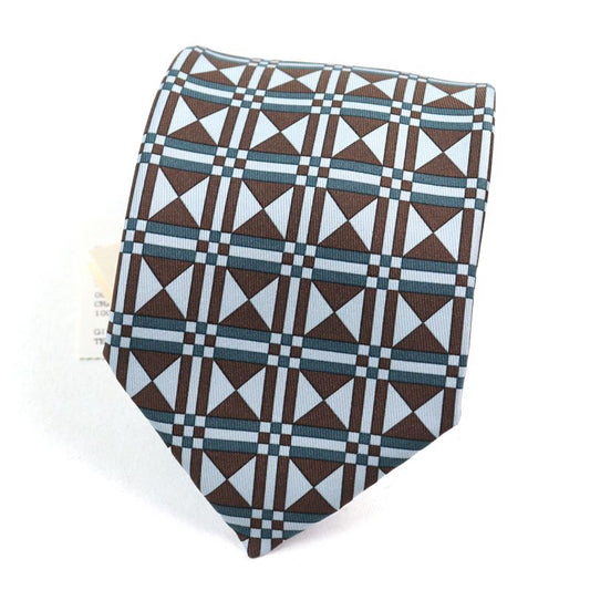 Hermes Cravate 100% Silk Art Deco Geometric Pattern Tie Multicolor With Box