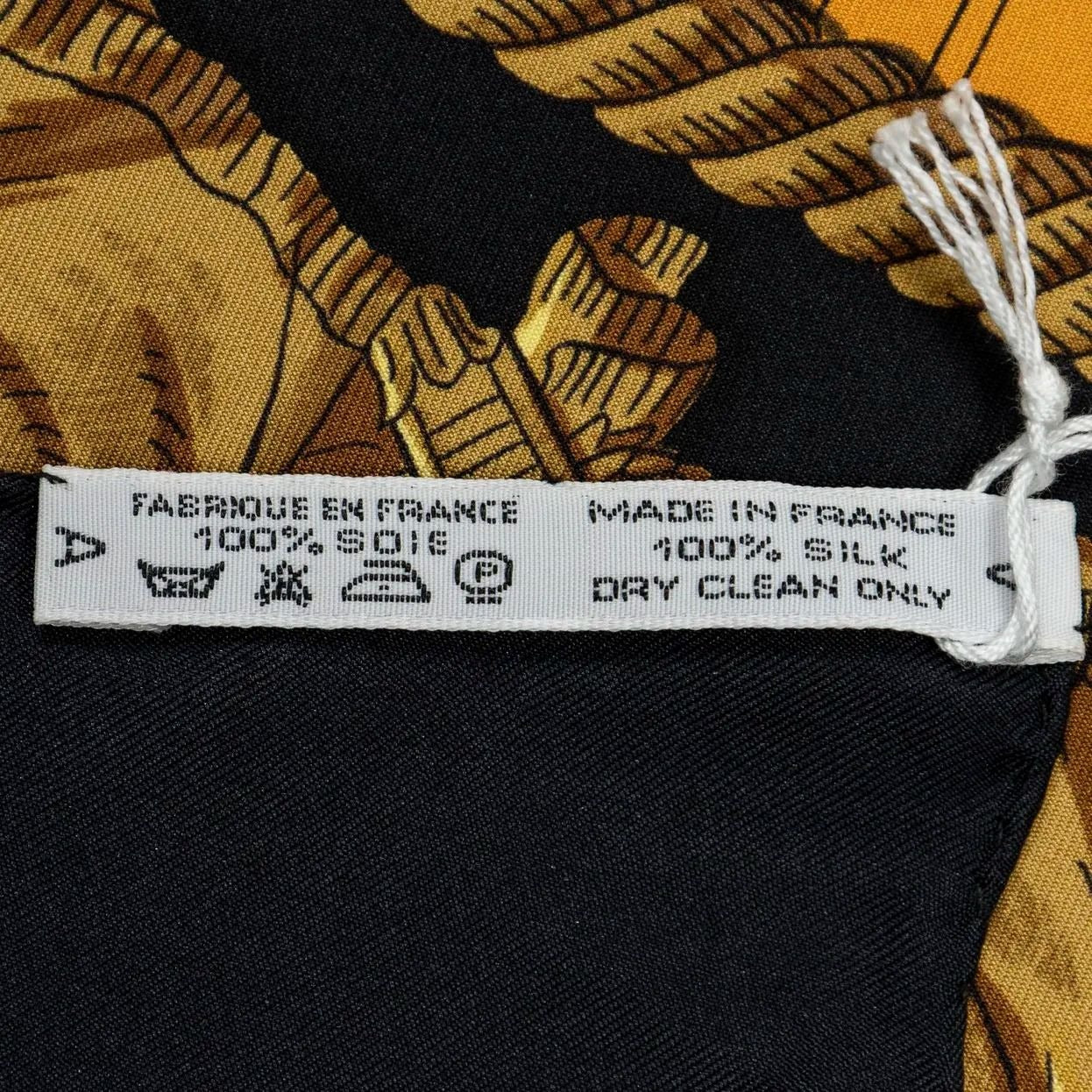 HERMES Silk Scarf Carre 90 Marine et Cavalerie by Philippe Ledoux Black Gold