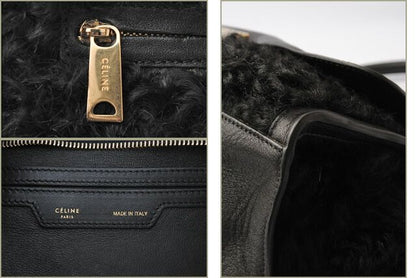 Celine Handbag Shoulder Bag Celine Trapeze Wool Leather Black Gold Hardware