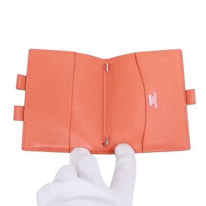 Hermes Agenda Mini Notebook Cabas Leather X Chevre Orange Wallet (other) Silver