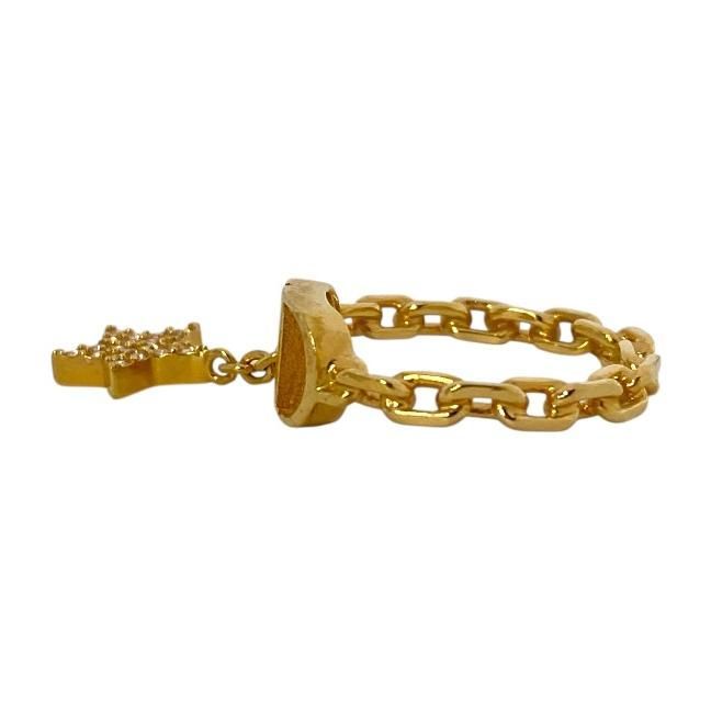 Christian DIOR Petit CD Star Ring Accessories Logo GP Rhinestone Gold [M Approx