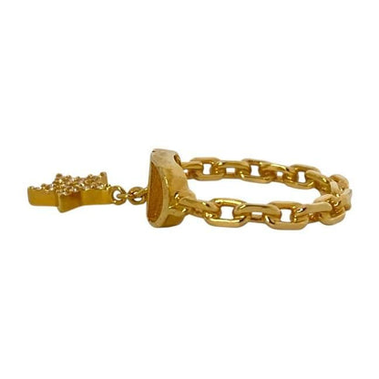 Christian DIOR Petit CD Star Ring Accessories Logo GP Rhinestone Gold [M Approx