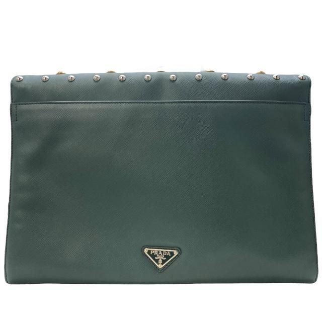 Prada Vr074c Clutch Bag Second Bag Clutch Pochette Studded Triangle Logo