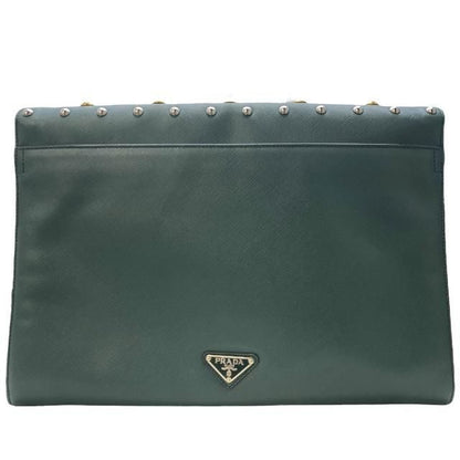Prada Vr074c Clutch Bag Second Bag Clutch Pochette Studded Triangle Logo