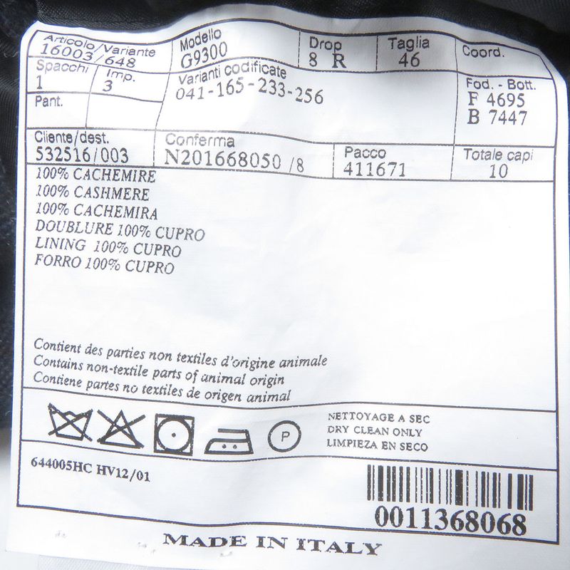 Hermes 100% Cashmere Window Pen Single Ancon Jacket Tailored Jacket Navy 46