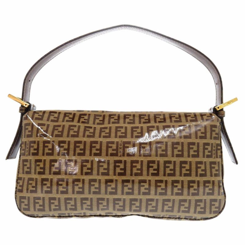 Fendi Zucchino Mamma Bucket Coated Canvas Brown Handbag 0894 Fendi