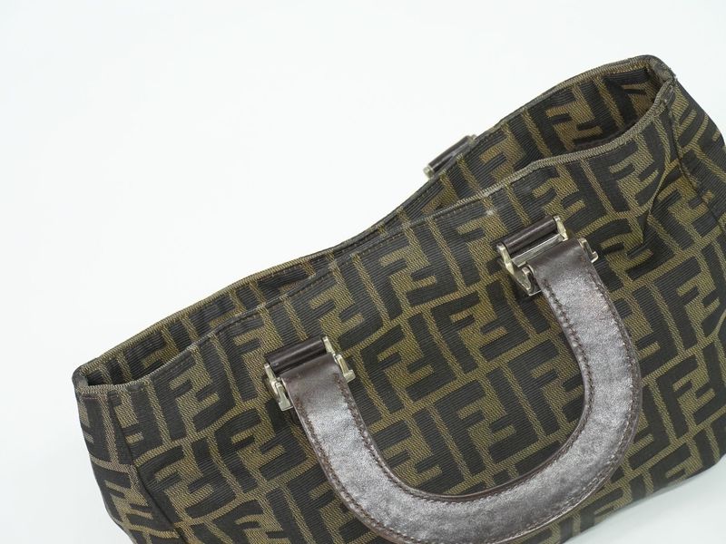 Authentic Fendi Zucca Tote Handbag Canvas Brown 26329 Zucca Bag Pre-owned