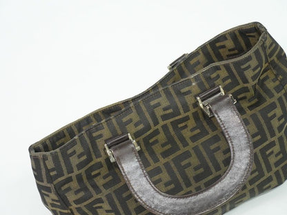 Authentic Fendi Zucca Tote Handbag Canvas Brown 26329 Zucca Bag Pre-owned