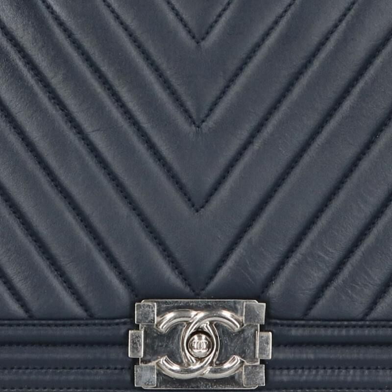 Chanel Boy Chanel 28 Calfskin Chevron Shoulder Bag For Men